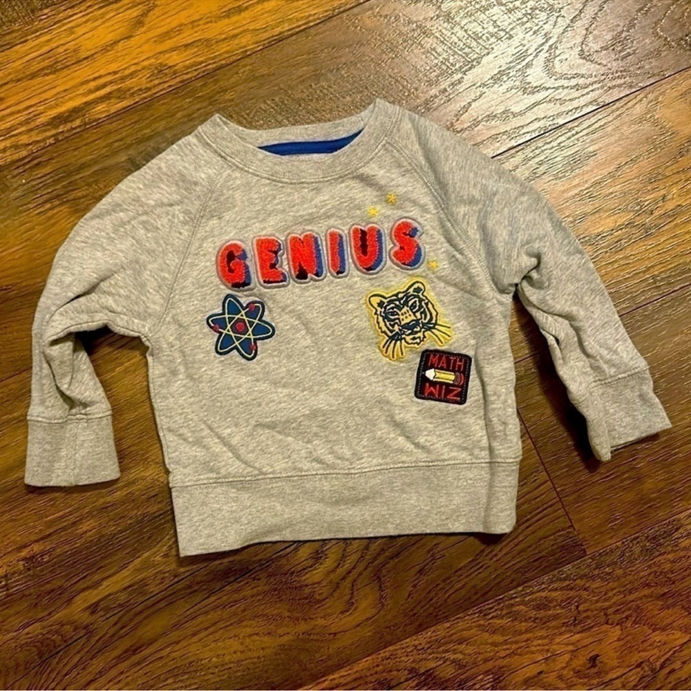 GAP Gray and Red Genius Sweatshirt with Star Patches